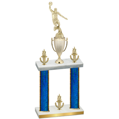 Double Blue Glacier Victory Basketball Trophy