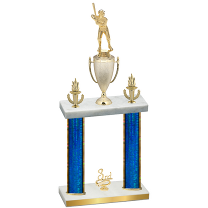 Double Blue Glacier Third Place Baseball Trophy