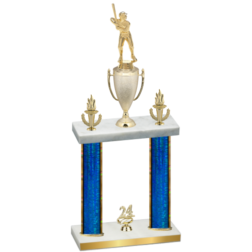 Double Blue Glacier Year Baseball Trophy