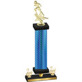 Premium Single Blue Carbon Fiber Second Place Football Trophy