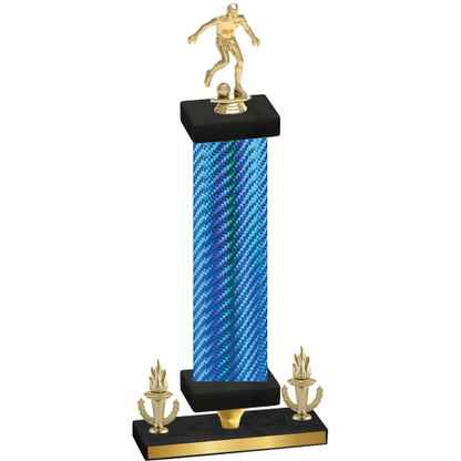 Premium Single Blue Carbon Fiber Victory Soccer Trophy