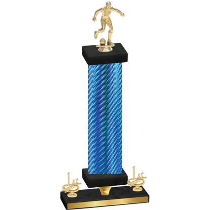 Premium Single Blue Carbon Fiber First Place Soccer Trophy