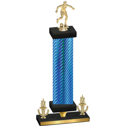 Premium Single Blue Carbon Fiber Victory Soccer Trophy