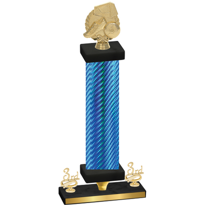 Premium Single Blue Carbon Fiber Third Place Soccer Trophy
