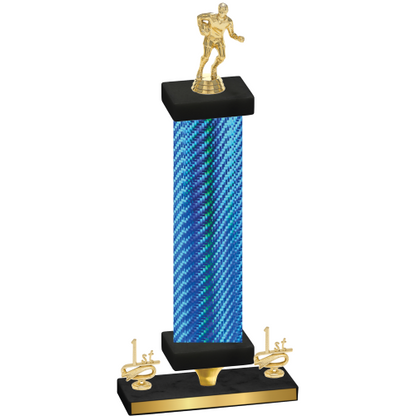 Premium Single Blue Carbon Fiber First Place Rugby Trophy