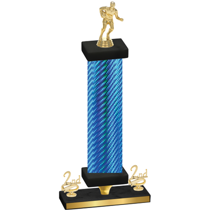 Premium Single Blue Carbon Fiber Second Place Rugby Trophy