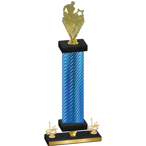 Premium Single Blue Carbon Fiber First Place Rugby Trophy