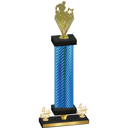 Premium Single Blue Carbon Fiber Fourth Place Rugby Trophy