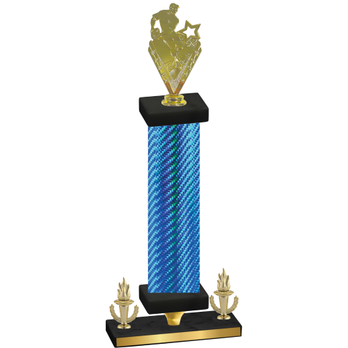 Premium Single Blue Carbon Fiber Victory Rugby Trophy