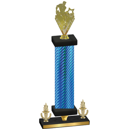 Premium Single Blue Carbon Fiber Victory Rugby Trophy