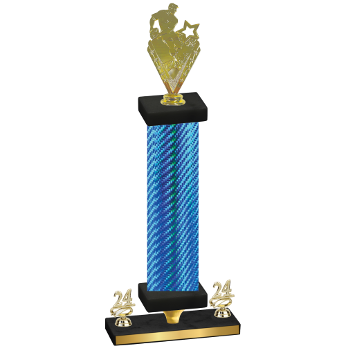 Premium Single Blue Carbon Fiber Year Rugby Trophy