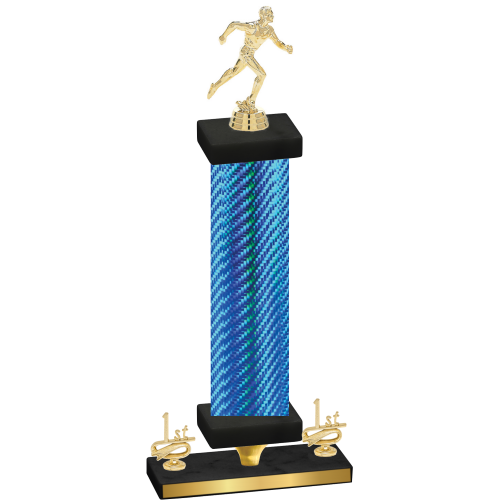 Premium Single Blue Carbon Fiber First Place Running Trophy
