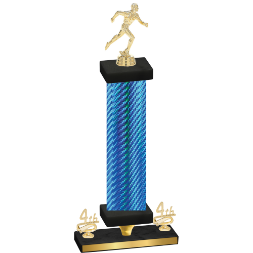 Premium Single Blue Carbon Fiber Fourth Place Running Trophy