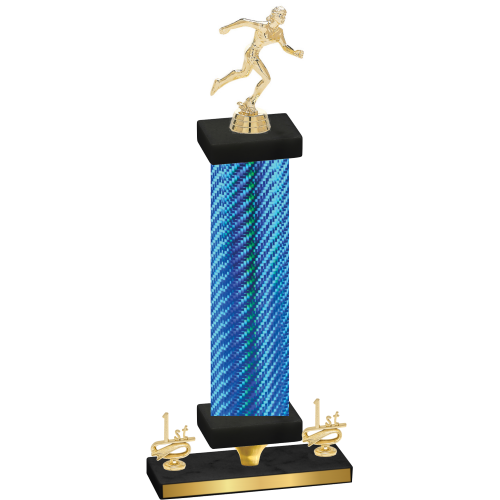 Premium Single Blue Carbon Fiber First Place Running Trophy