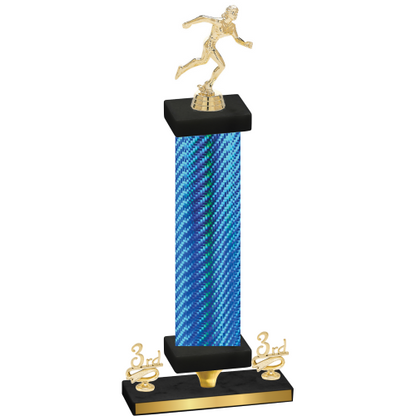 Premium Single Blue Carbon Fiber Third Place Running Trophy