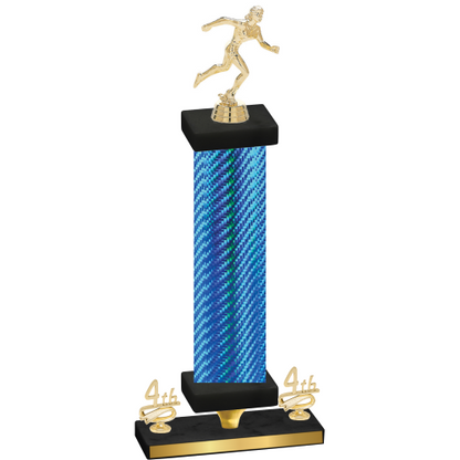 Premium Single Blue Carbon Fiber Fourth Place Running Trophy