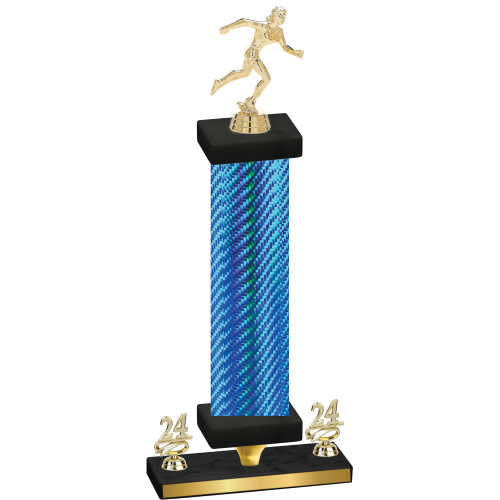 Premium Single Blue Carbon Fiber Year Running Trophy