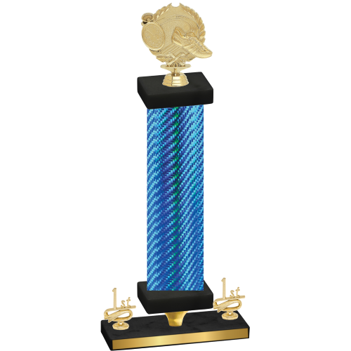 Premium Single Blue Carbon Fiber First Place Running Trophy