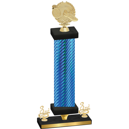 Premium Single Blue Carbon Fiber Third Place Running Trophy