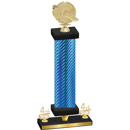 Premium Single Blue Carbon Fiber Fourth Place Running Trophy