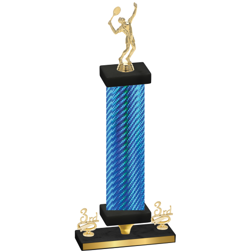 Premium Single Blue Carbon Fiber Third Place Tennis Trophy