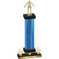 Premium Single Blue Carbon Fiber Fourth Place Wrestling Trophy
