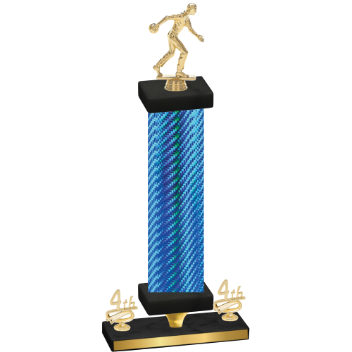 Premium Single Blue Carbon Fiber Fourth Place Bowling Trophy