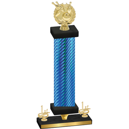 Premium Single Blue Carbon Fiber First Place Bowling Trophy