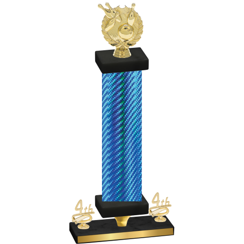 Premium Single Blue Carbon Fiber Fourth Place Bowling Trophy