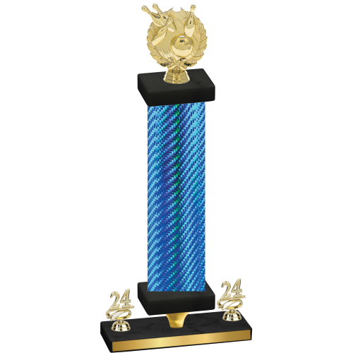 Premium Single Blue Carbon Fiber Year Bowling Trophy