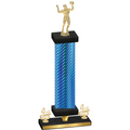 Premium Single Blue Carbon Fiber Fourth Place Volleyball Trophy