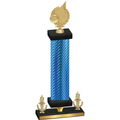 Premium Single Blue Carbon Fiber Victory Volleyball Trophy