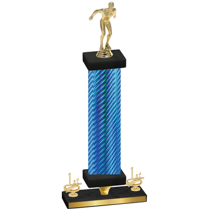 Premium Single Blue Carbon Fiber First Place Swimming Trophy