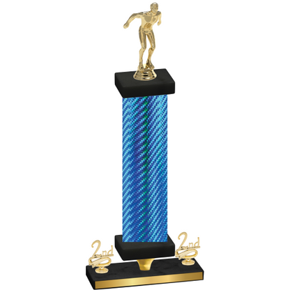 Premium Single Blue Carbon Fiber Second Place Swimming Trophy