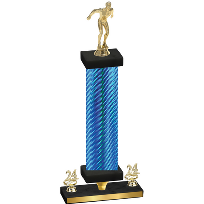 Premium Single Blue Carbon Fiber Year Swimming Trophy