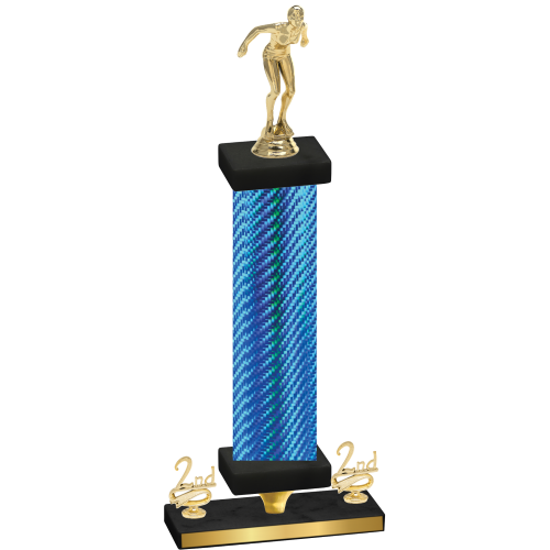Premium Single Blue Carbon Fiber Second Place Tennis Trophy