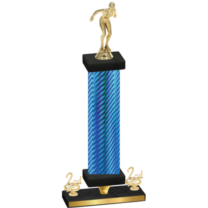 Premium Single Blue Carbon Fiber Second Place Tennis Trophy