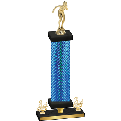 Premium Single Blue Carbon Fiber Third Place Tennis Trophy