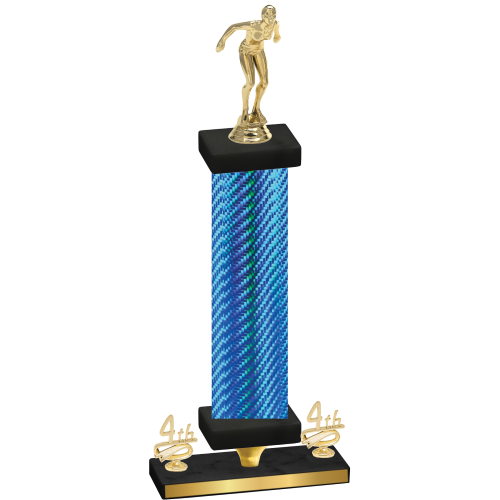 Premium Single Blue Carbon Fiber Fourth Place Tennis Trophy