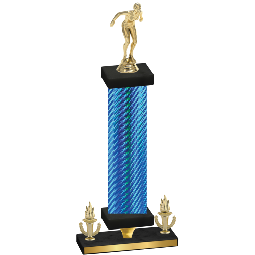 Premium Single Blue Carbon Fiber Victory Tennis Trophy