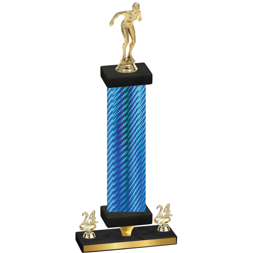 Premium Single Blue Carbon Fiber Year Tennis Trophy
