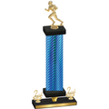 Premium Single Blue Carbon Fiber Second Place Football Trophy
