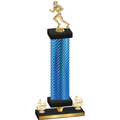 Premium Single Blue Carbon Fiber Fourth Place Football Trophy
