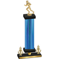 Premium Single Blue Carbon Fiber Victory Football Trophy