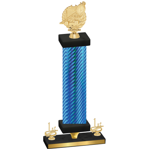 Premium Single Blue Carbon Fiber First Place Swimming Trophy