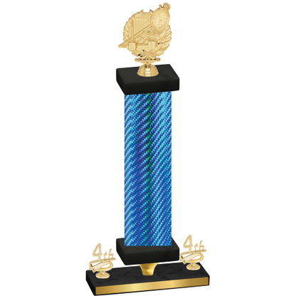 Premium Single Blue Carbon Fiber Fourth Place Swimming Trophy
