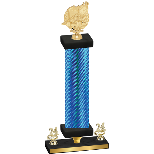 Premium Single Blue Carbon Fiber Year Swimming Trophy