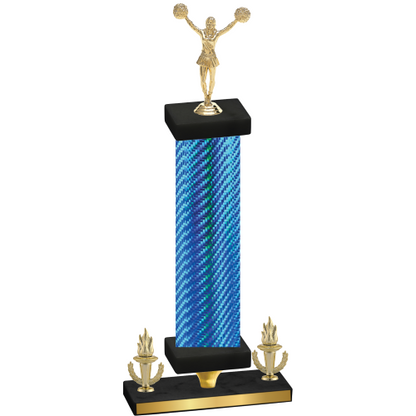 Premium Single Blue Carbon Fiber Victory Cheerleading Trophy