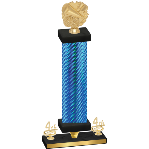 Premium Single Blue Carbon Fiber Fourth Place Cheerleading Trophy