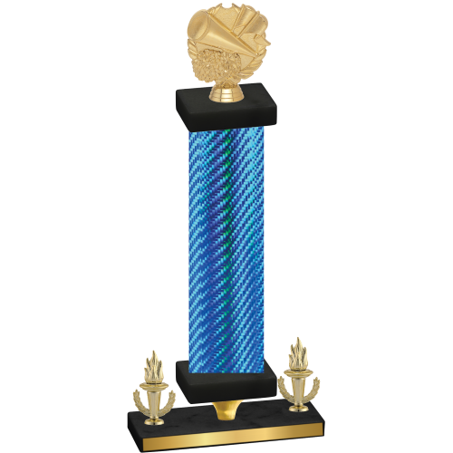 Premium Single Blue Carbon Fiber Victory Cheerleading Trophy